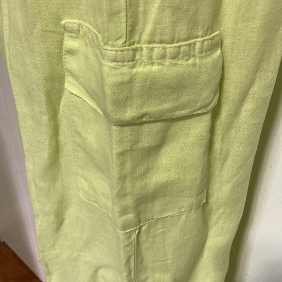 SPIRIT Linen Neon Lime Green Highlighter Drawstring Pants Womens Large - Picture 3 of 13